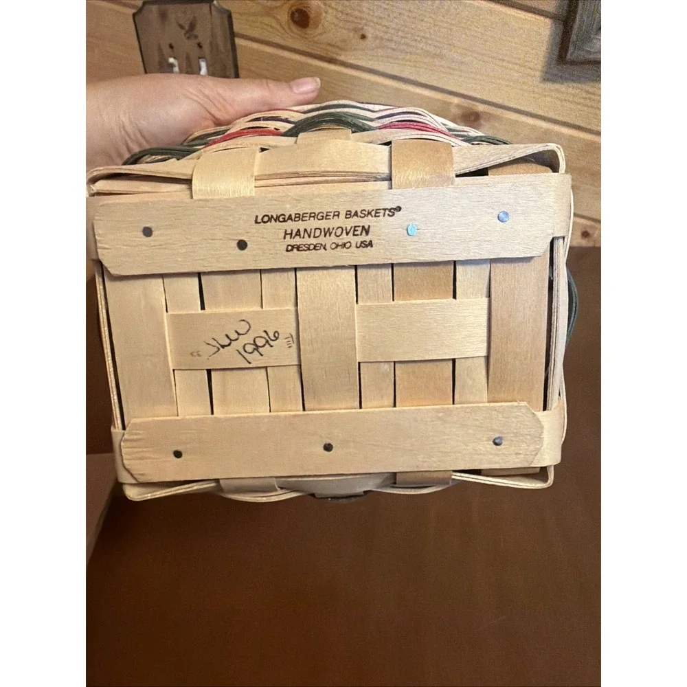Longaberger 1996 Easter Basket with Liner and Protector & Button Basket Brick